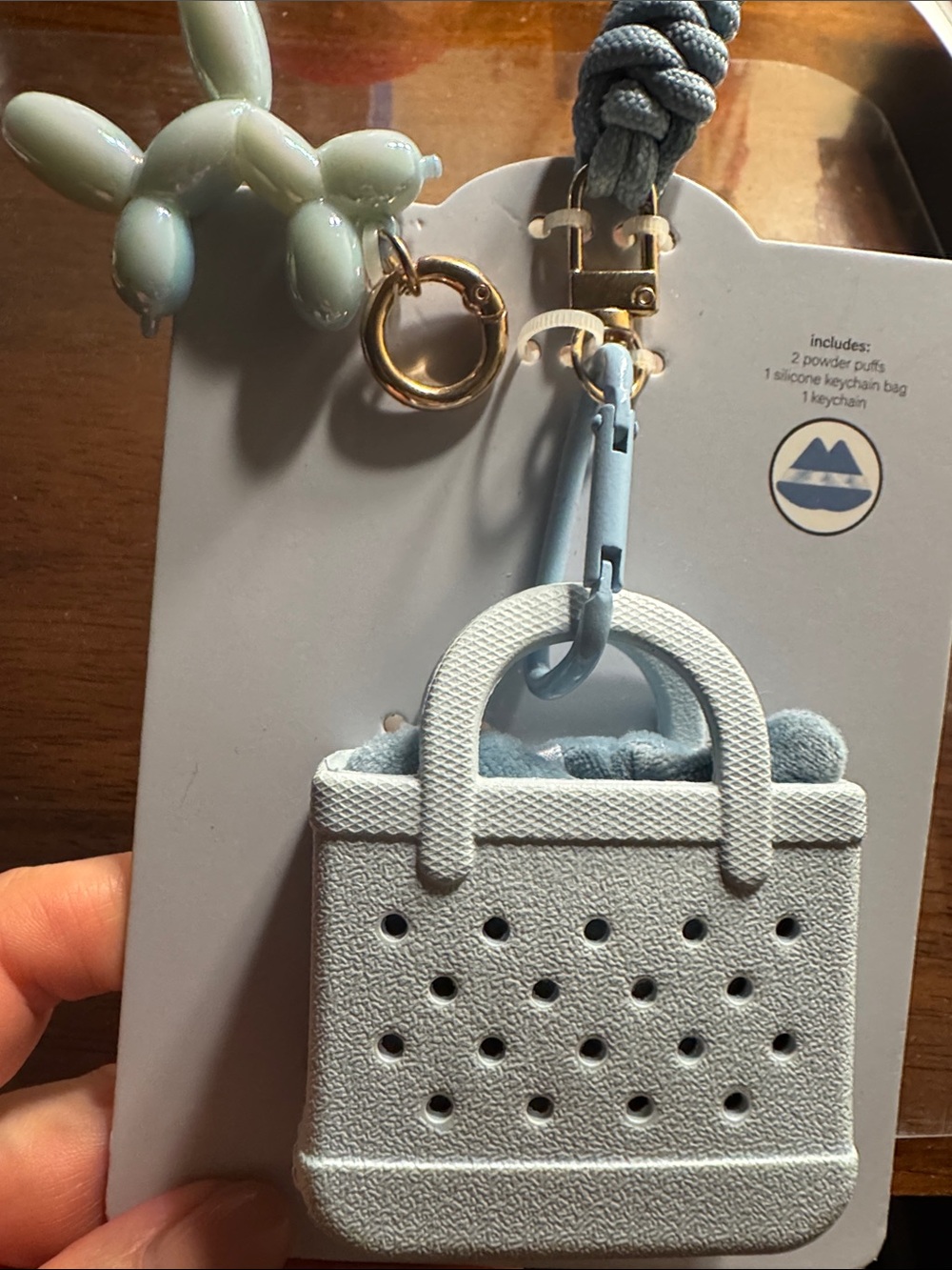 Source Unknown Blue Silicone Purse Keychain with Balloon Dog Charm